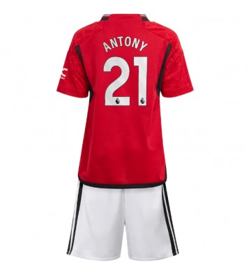 Manchester United Antony #21 Primera Equipación Niños 2023-24 Manga Corta (+ Pantalones cortos)